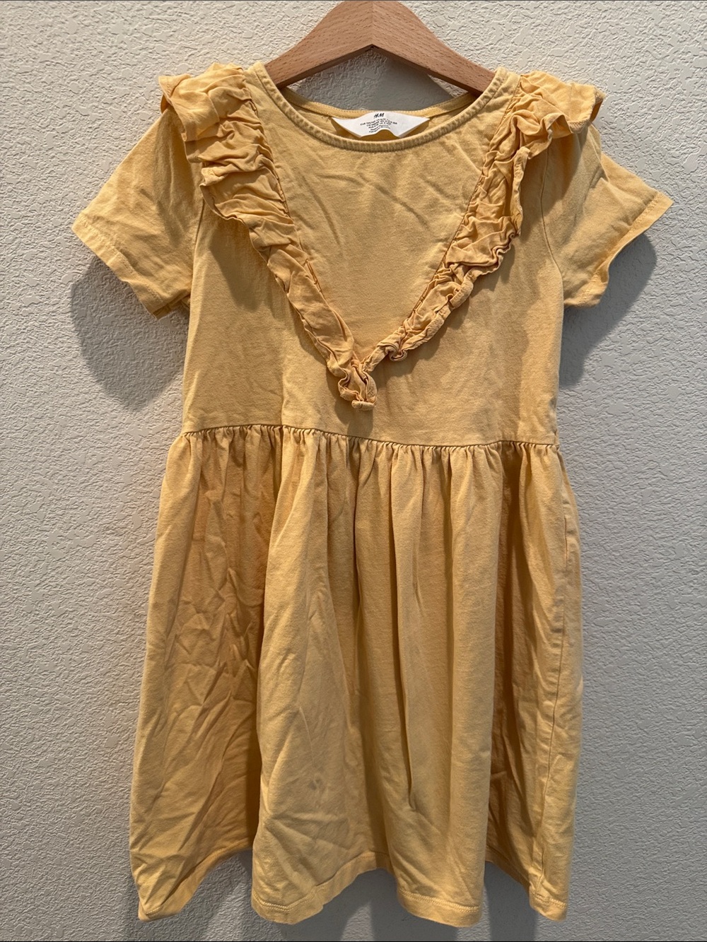 H&M Yellow Ruffle Front Cotton Dress